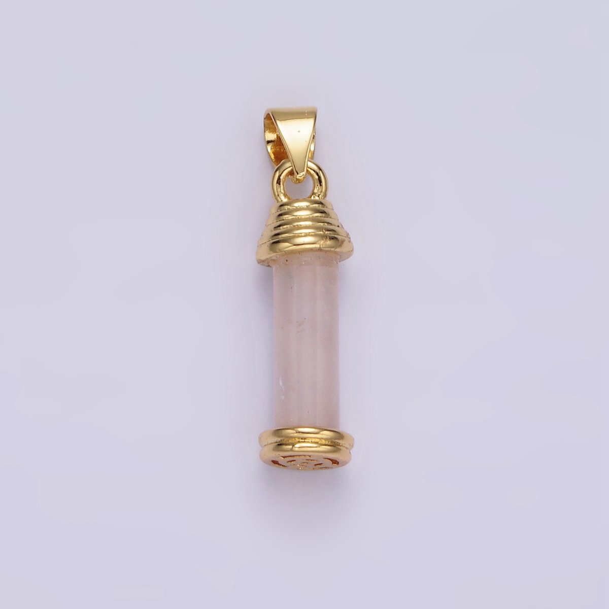 14K Gold Filled Onyx, Carnelian, Amazonite, Clear Quartz, Tiger Eye, Rose Quartz, Howlite, Amethyst Lined Cylinder Tube Pendant | AA729 - AA736
