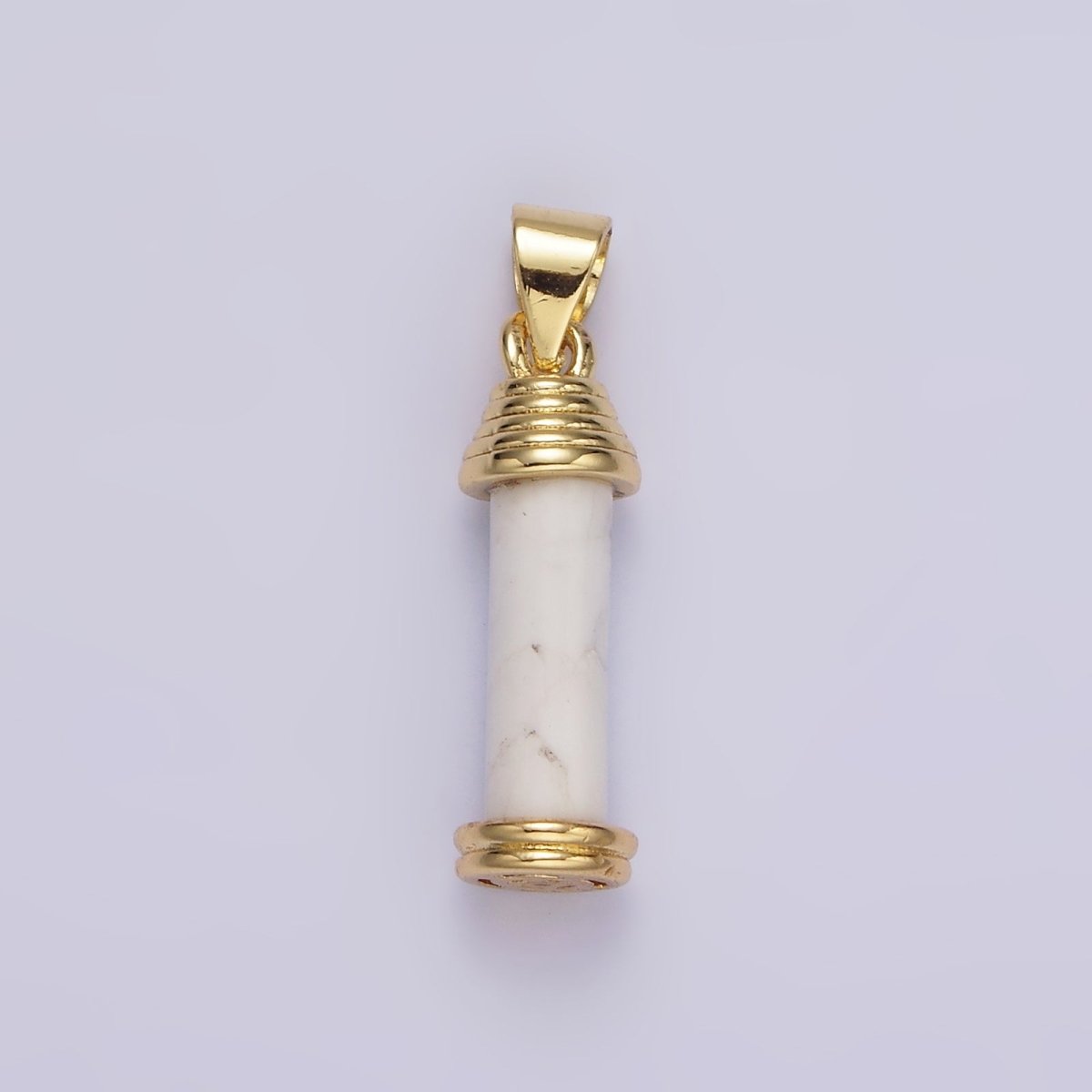 14K Gold Filled Onyx, Carnelian, Amazonite, Clear Quartz, Tiger Eye, Rose Quartz, Howlite, Amethyst Lined Cylinder Tube Pendant | AA729 - AA736