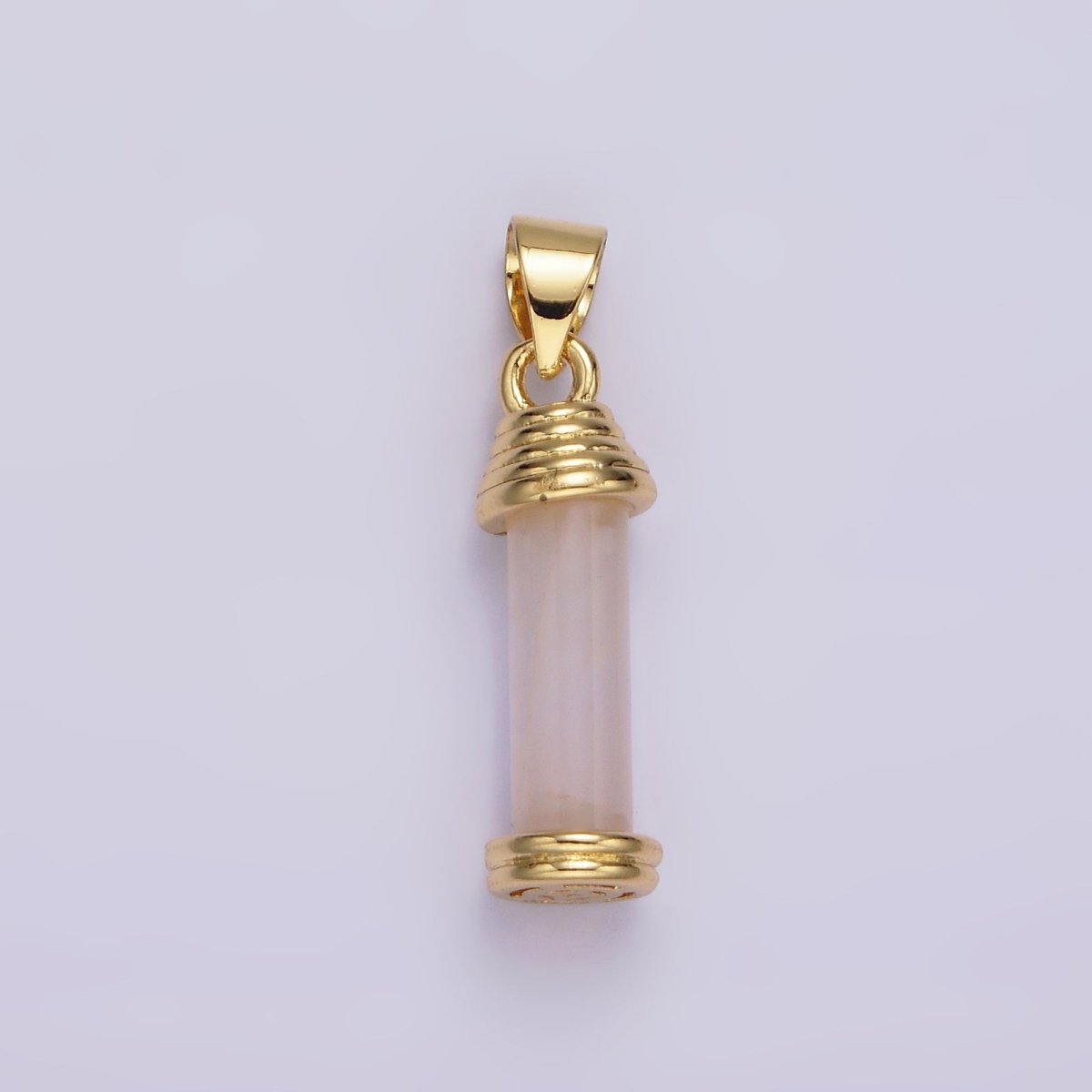 14K Gold Filled Onyx, Carnelian, Amazonite, Clear Quartz, Tiger Eye, Rose Quartz, Howlite, Amethyst Lined Cylinder Tube Pendant | AA729 - AA736