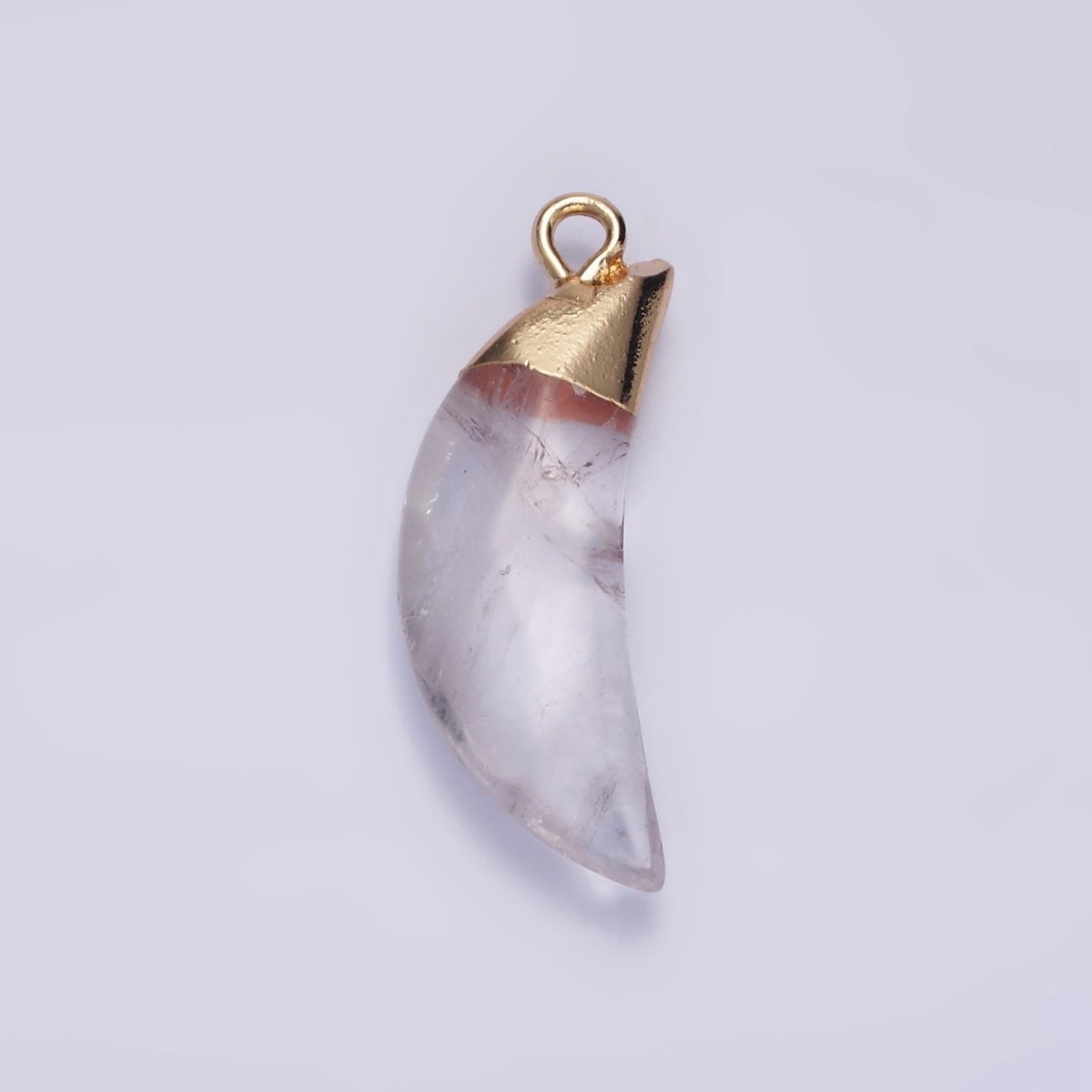 14K Gold Filled Onyx, Howlite, Clear Quartz Crescent Horn Foiled Charm | N1749 N1751 N1752