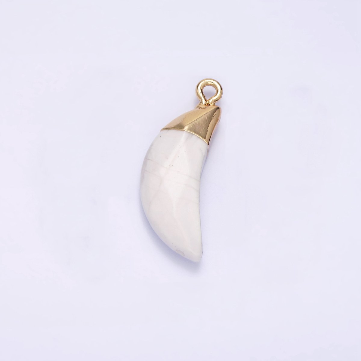 14K Gold Filled Onyx, Howlite, Clear Quartz Crescent Horn Foiled Charm | N1749 N1751 N1752