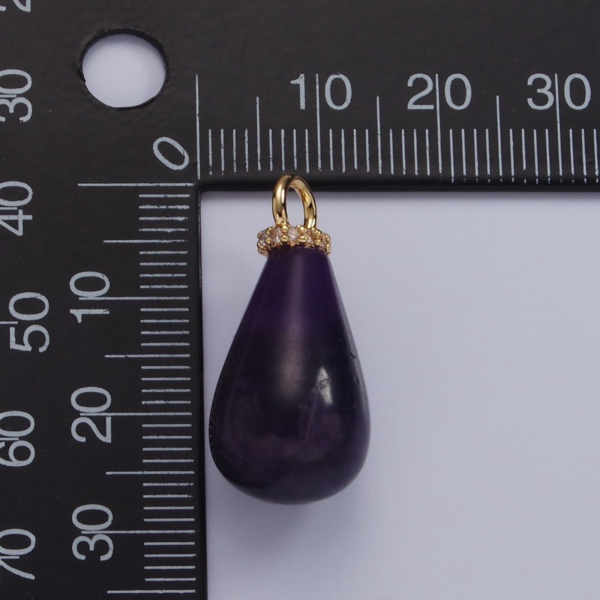 14K Gold Filled Onyx, Lapis Lazuli, Clear Quartz, Amethyst, Howlite Teardrop Micro Paved CZ Drop Pendant | AC793 - AC797