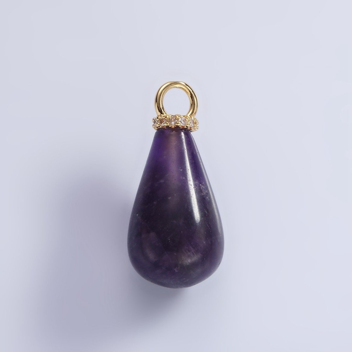 14K Gold Filled Onyx, Lapis Lazuli, Clear Quartz, Amethyst, Howlite Teardrop Micro Paved CZ Drop Pendant | AC793 - AC797