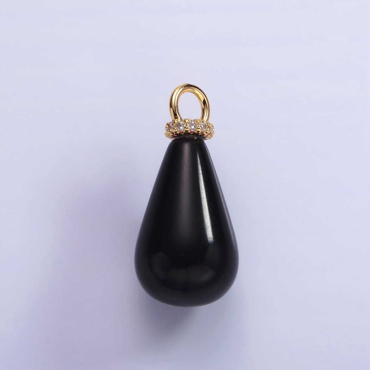 14K Gold Filled Onyx, Lapis Lazuli, Clear Quartz, Amethyst, Howlite Teardrop Micro Paved CZ Drop Pendant | AC793 - AC797