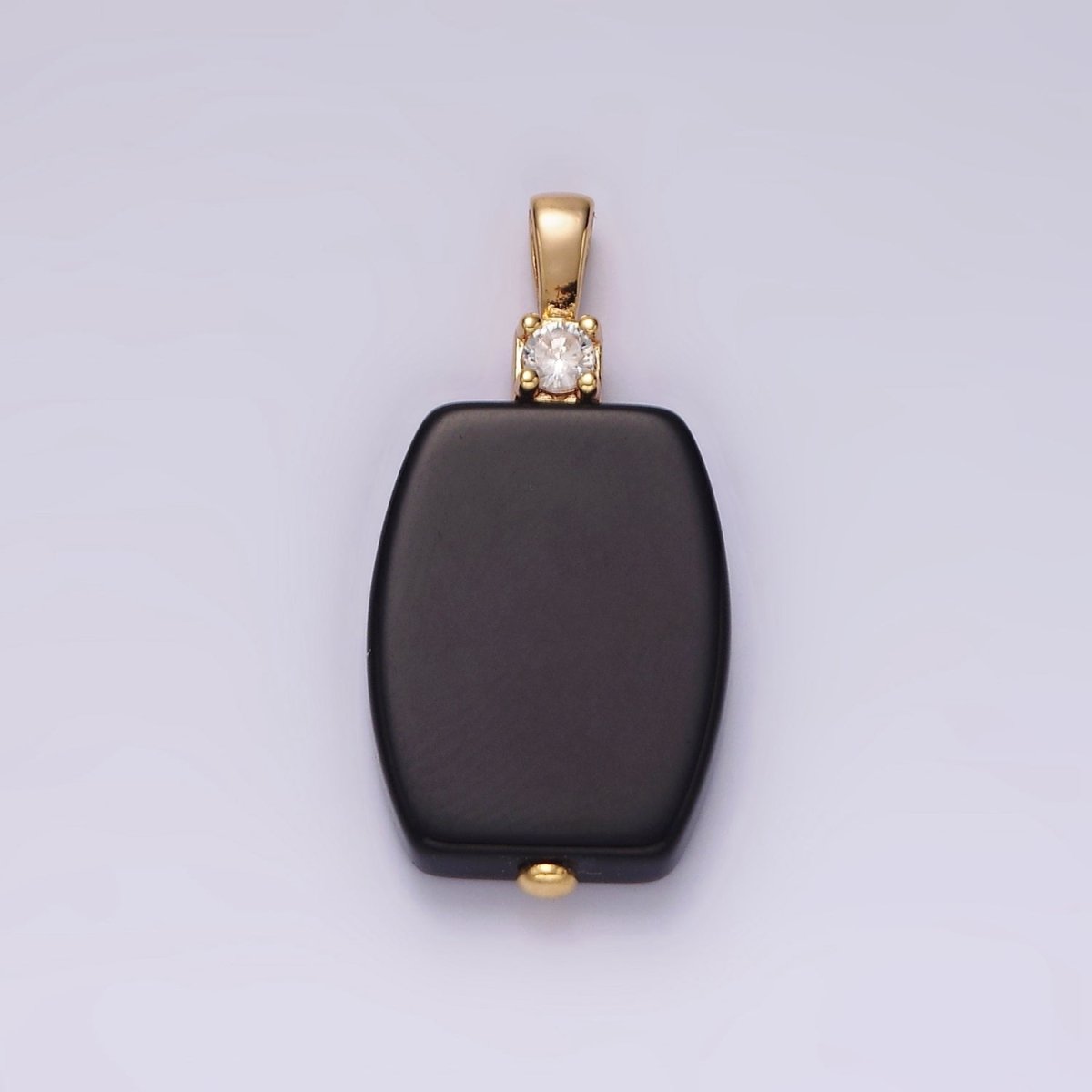 14K Gold Filled Onyx Rounded Rectangular Bar CZ Pendant | N1991
