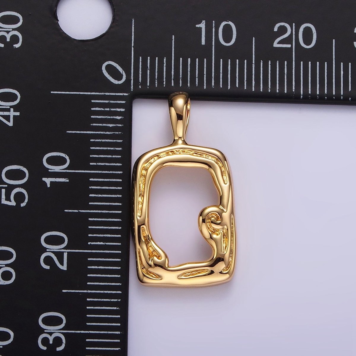 14K Gold Filled Open Abstract Molten Minimalist Rectangular Pendant | N1907