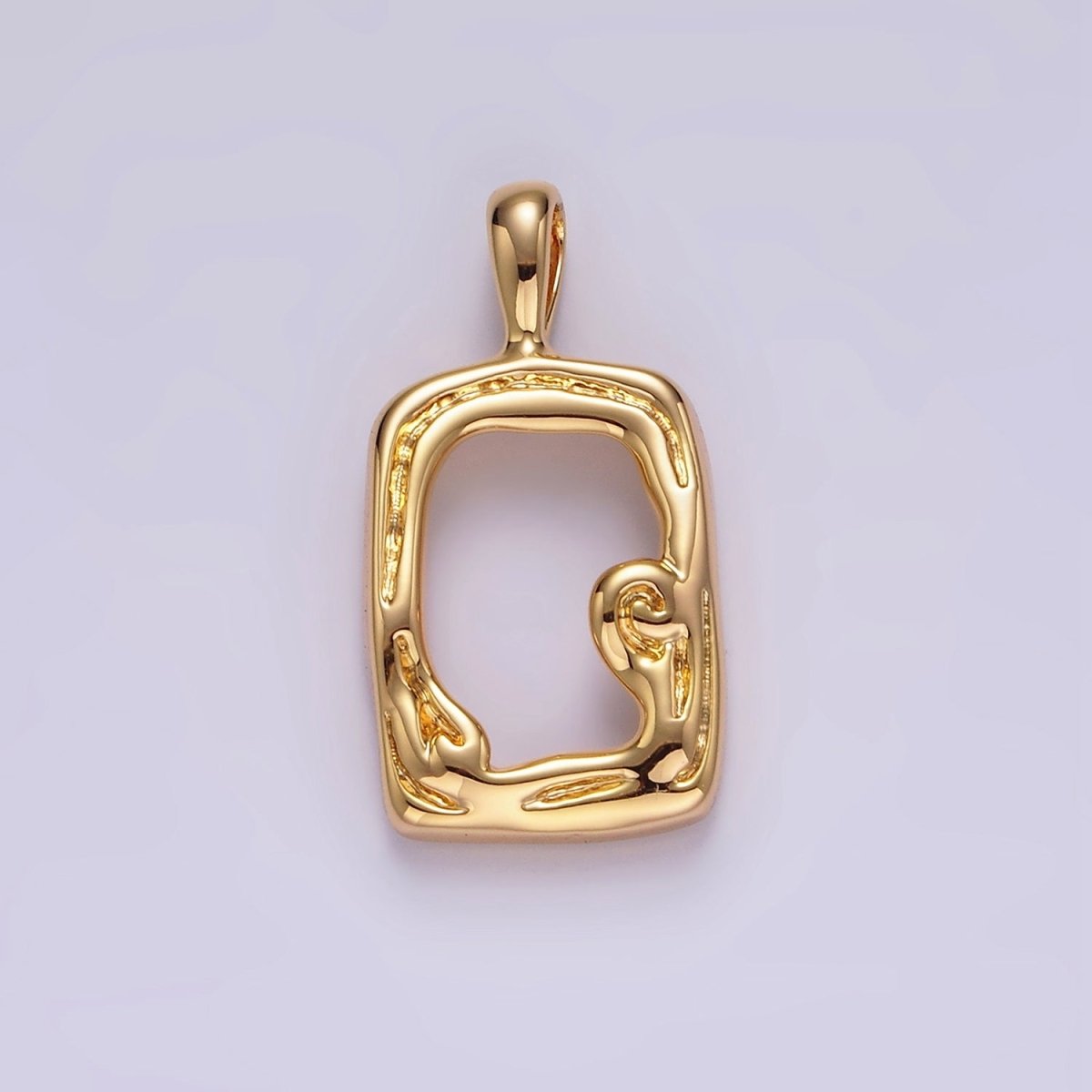 14K Gold Filled Open Abstract Molten Minimalist Rectangular Pendant | N1907