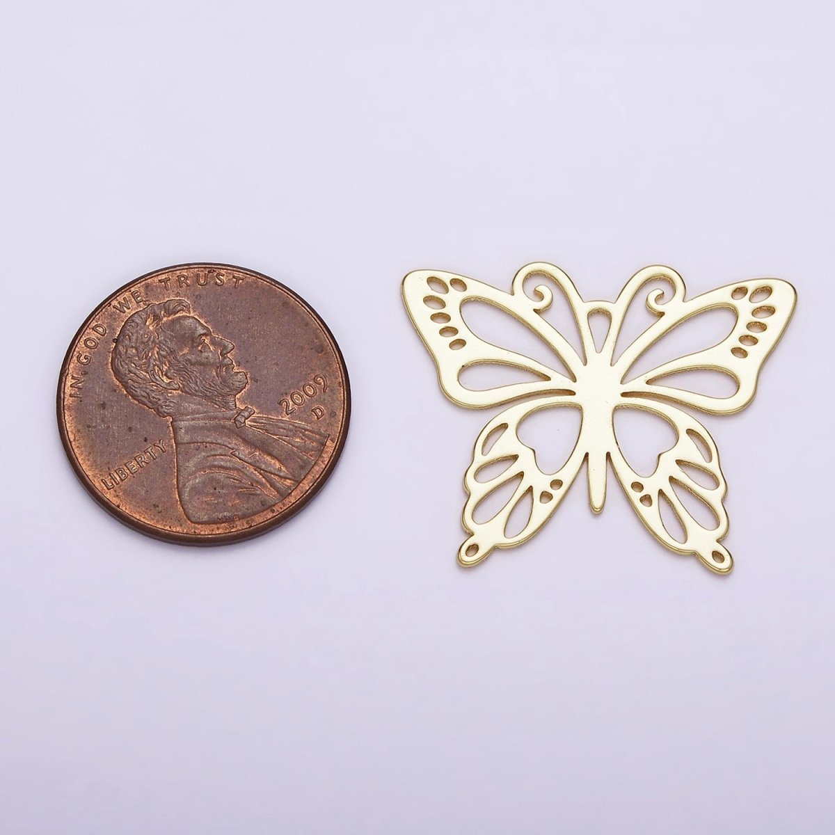 14K Gold Filled Open Antenna Butterfly Mariposa Charm | AC1454