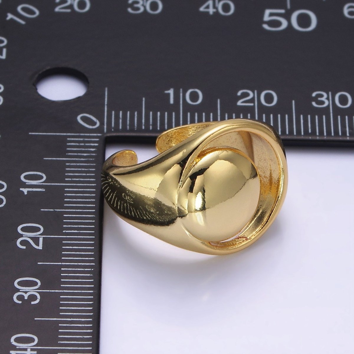 14K Gold Filled Open Celestial Crescent Moon Dome Signet Ring in Gold & Silver | O1268 O1269