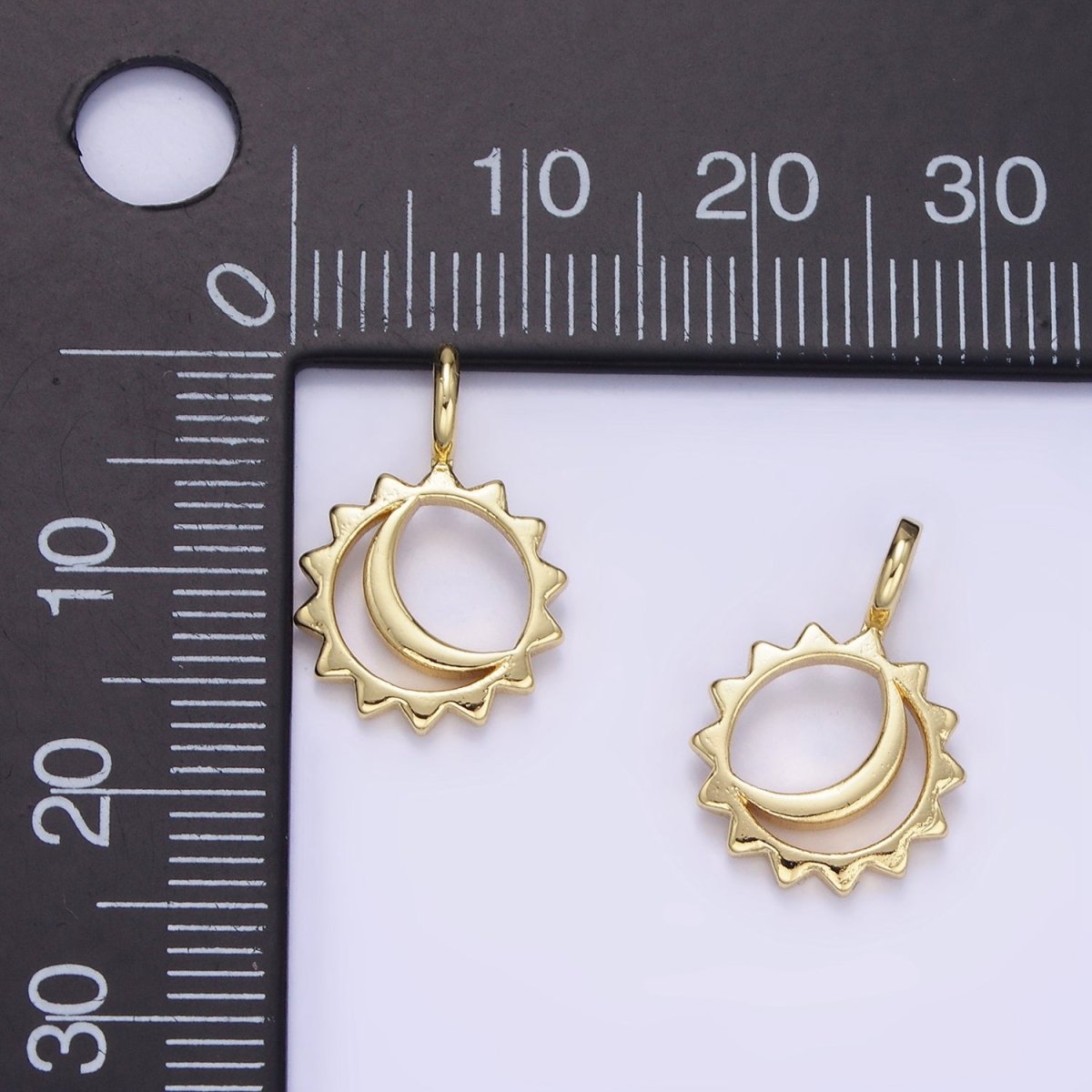 14K Gold Filled Open Celestial Sun Crescent Moon Pendant | AG702