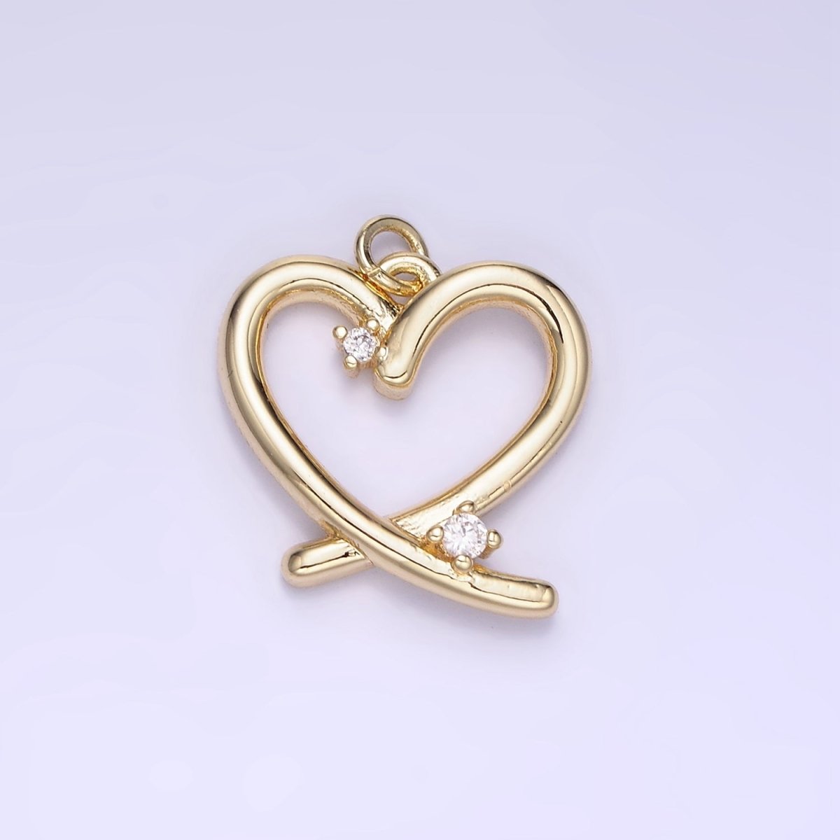 14K Gold Filled Open Heart Charm with CZ | AG-672