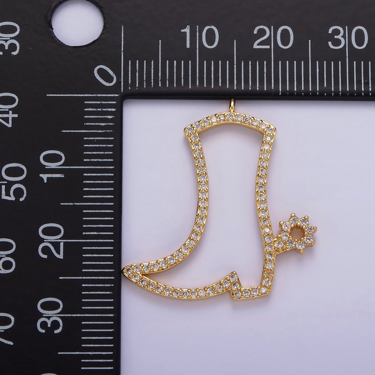 14K Gold Filled Open Micro Paved CZ Cowboy Boots Shoe Charm | AC822