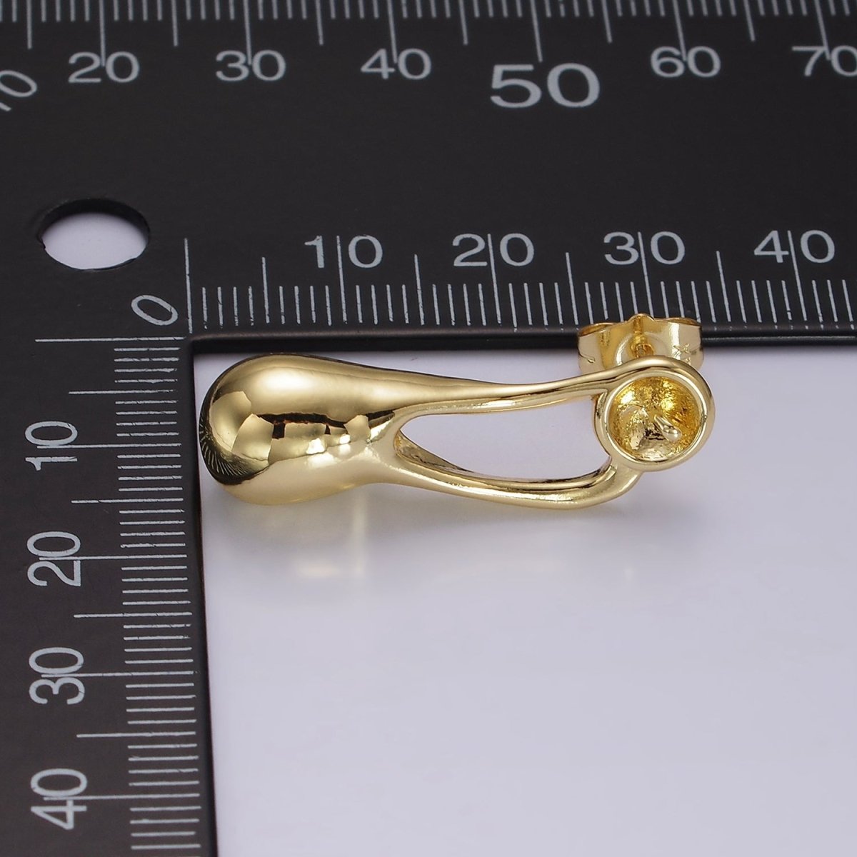 14K Gold Filled Open Molten Drop Needle Bead Stud Earrings Findings Supply | AE326
