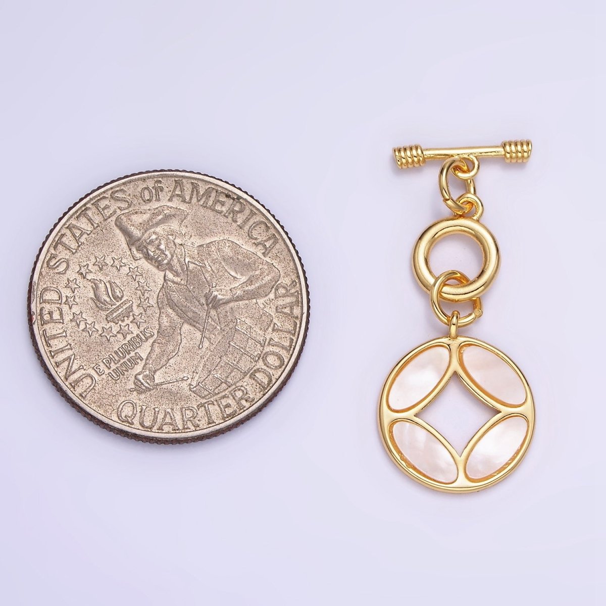 14K Gold Filled Open Pearl Quatrefoil OT Toggle Clasps Closure Jewelry Making Supply | Z-694
