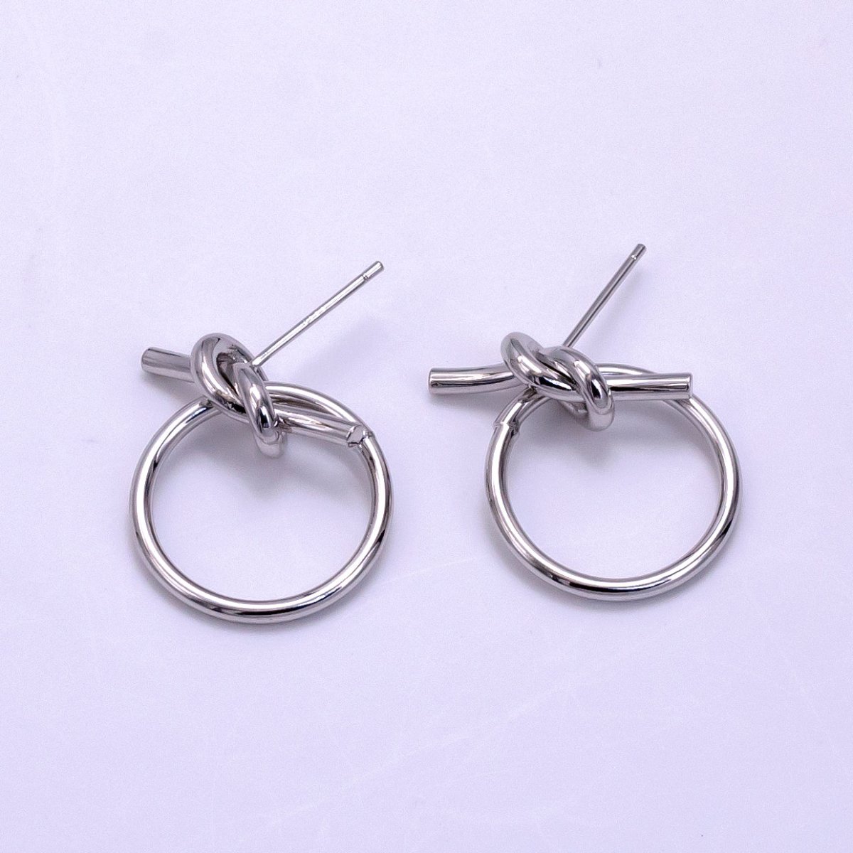 14K Gold Filled Open Round Tied Knot Drop Stud Earrings in Gold & Silver | AB1279 AB1280