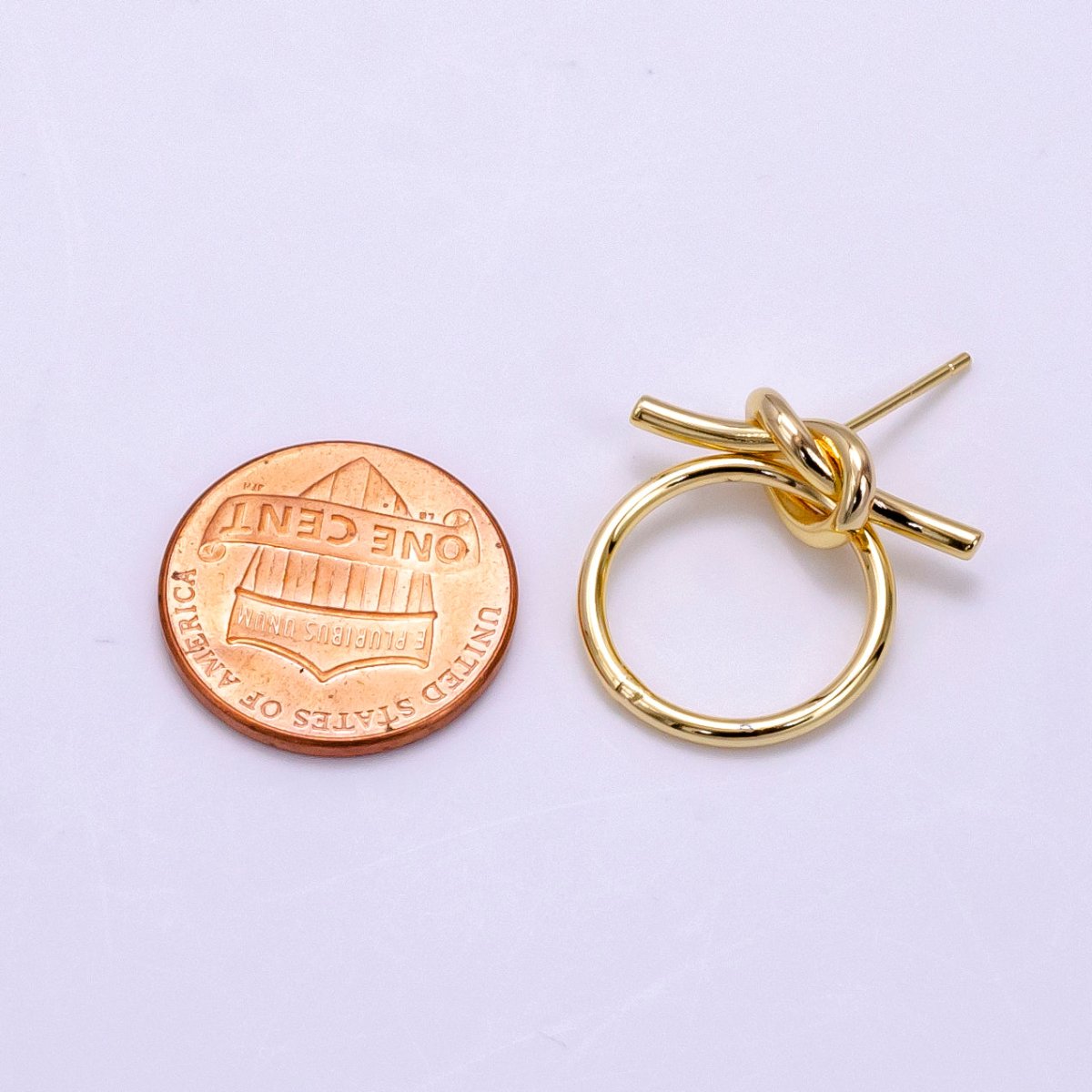 14K Gold Filled Open Round Tied Knot Drop Stud Earrings in Gold & Silver | AB1279 AB1280