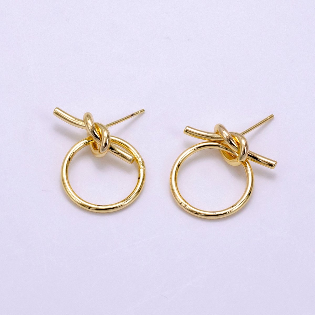 14K Gold Filled Open Round Tied Knot Drop Stud Earrings in Gold & Silver | AB1279 AB1280