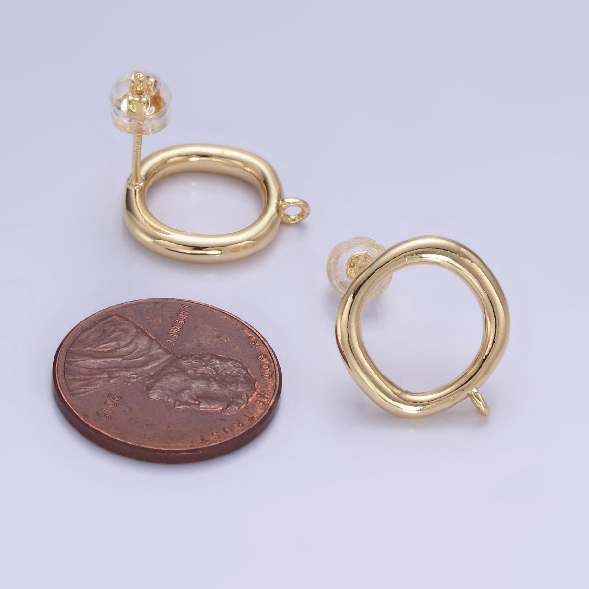 14K Gold Filled Open Square Bezel Open Loop Drop Stud Earrings Findings | Z703