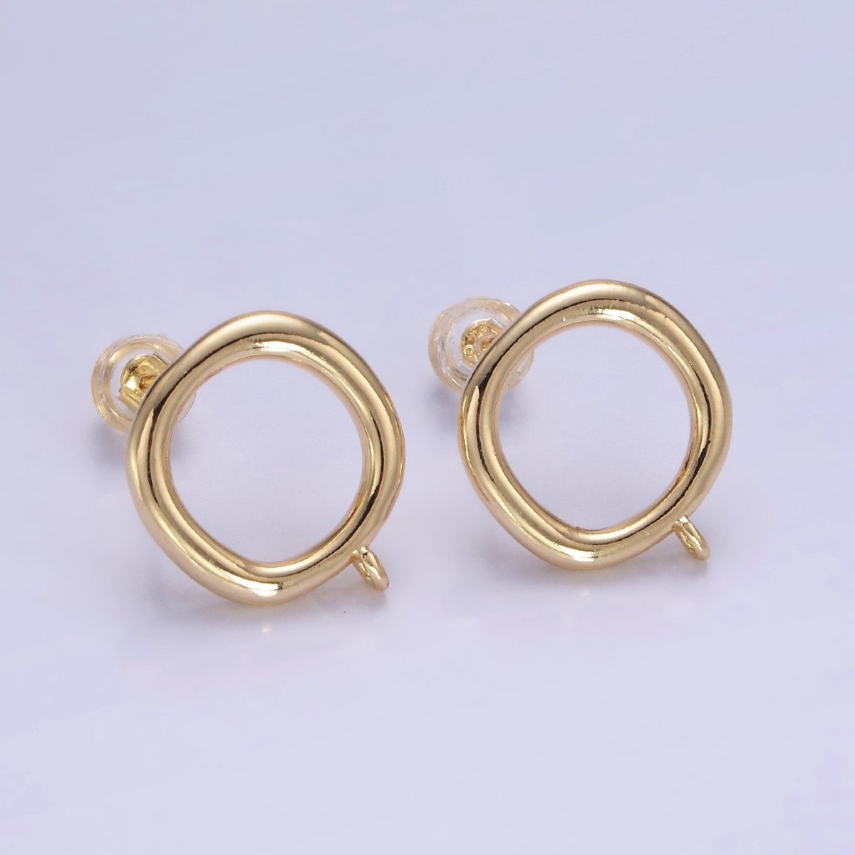 14K Gold Filled Open Square Bezel Open Loop Drop Stud Earrings Findings | Z703