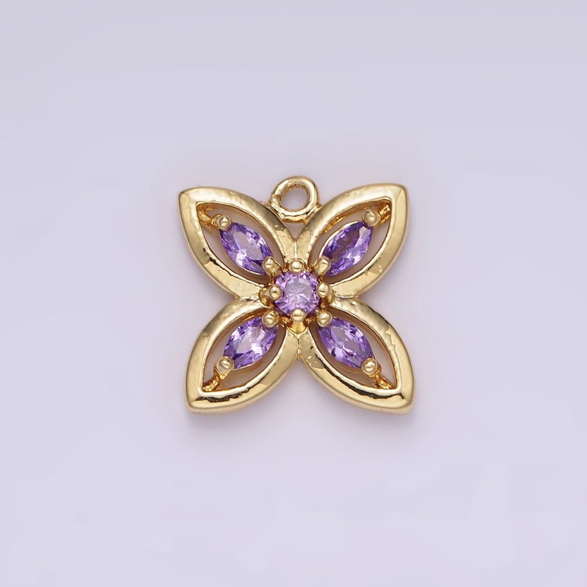 14K Gold Filled Orange, Purple, Clear Marquise CZ Flower Butterfly Charm | AG594 AG595