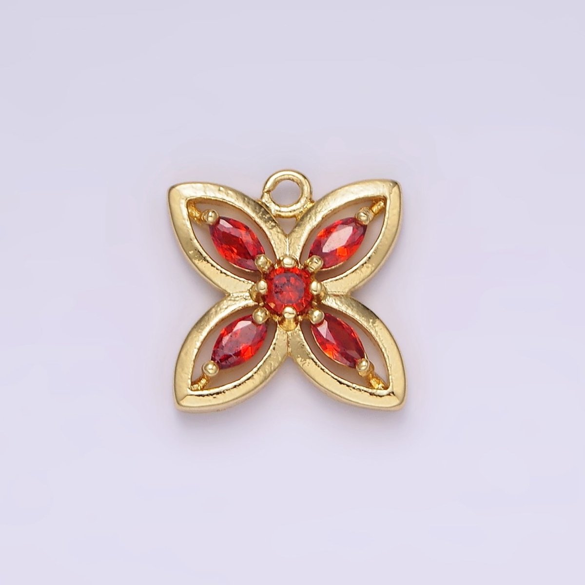 14K Gold Filled Orange, Purple, Clear Marquise CZ Flower Butterfly Charm | AG594 AG595