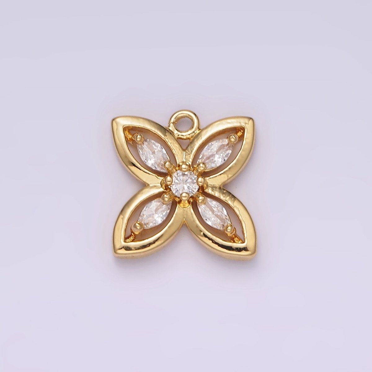 14K Gold Filled Orange, Purple, Clear Marquise CZ Flower Butterfly Charm | AG594 AG595