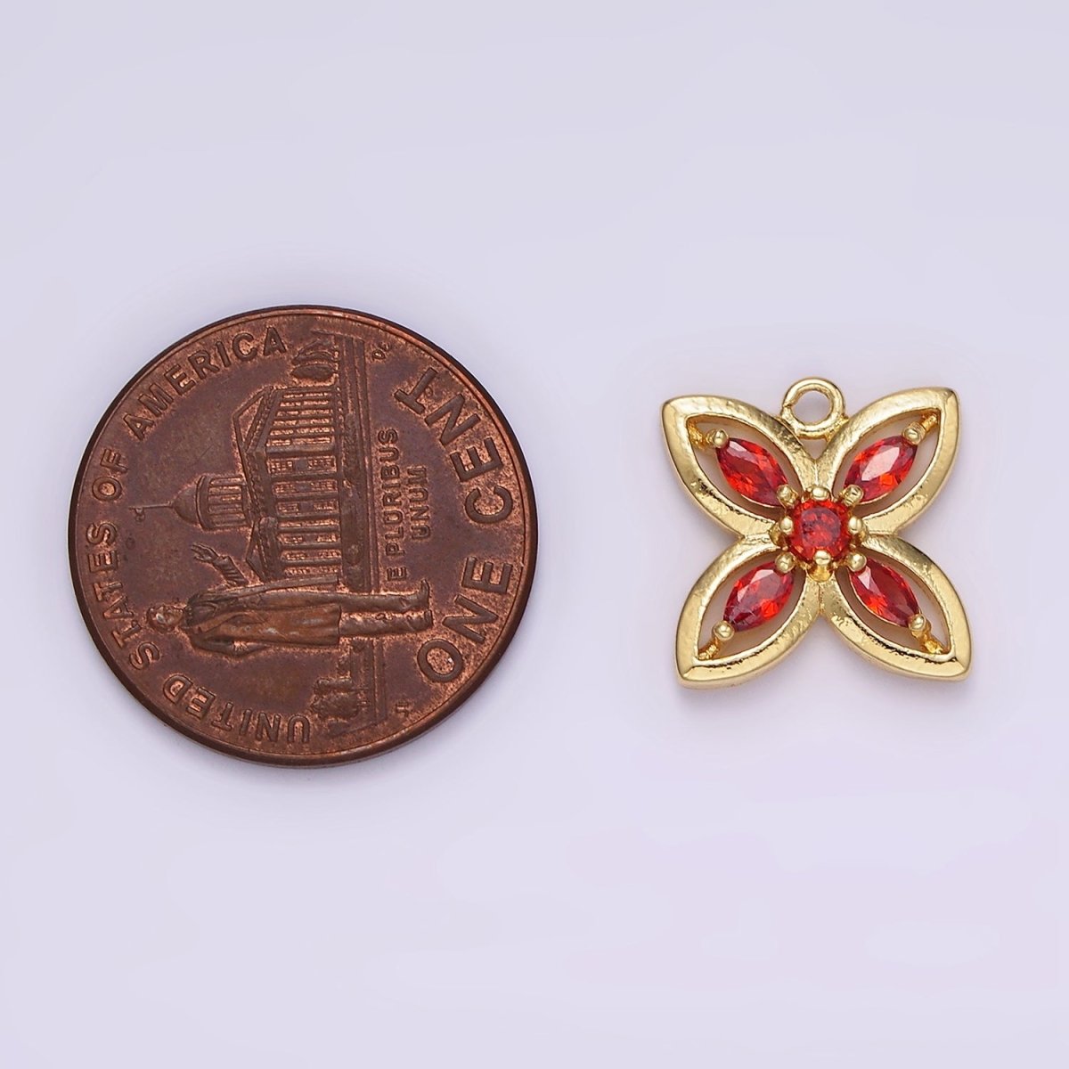 14K Gold Filled Orange, Purple, Clear Marquise CZ Flower Butterfly Charm | AG594 AG595