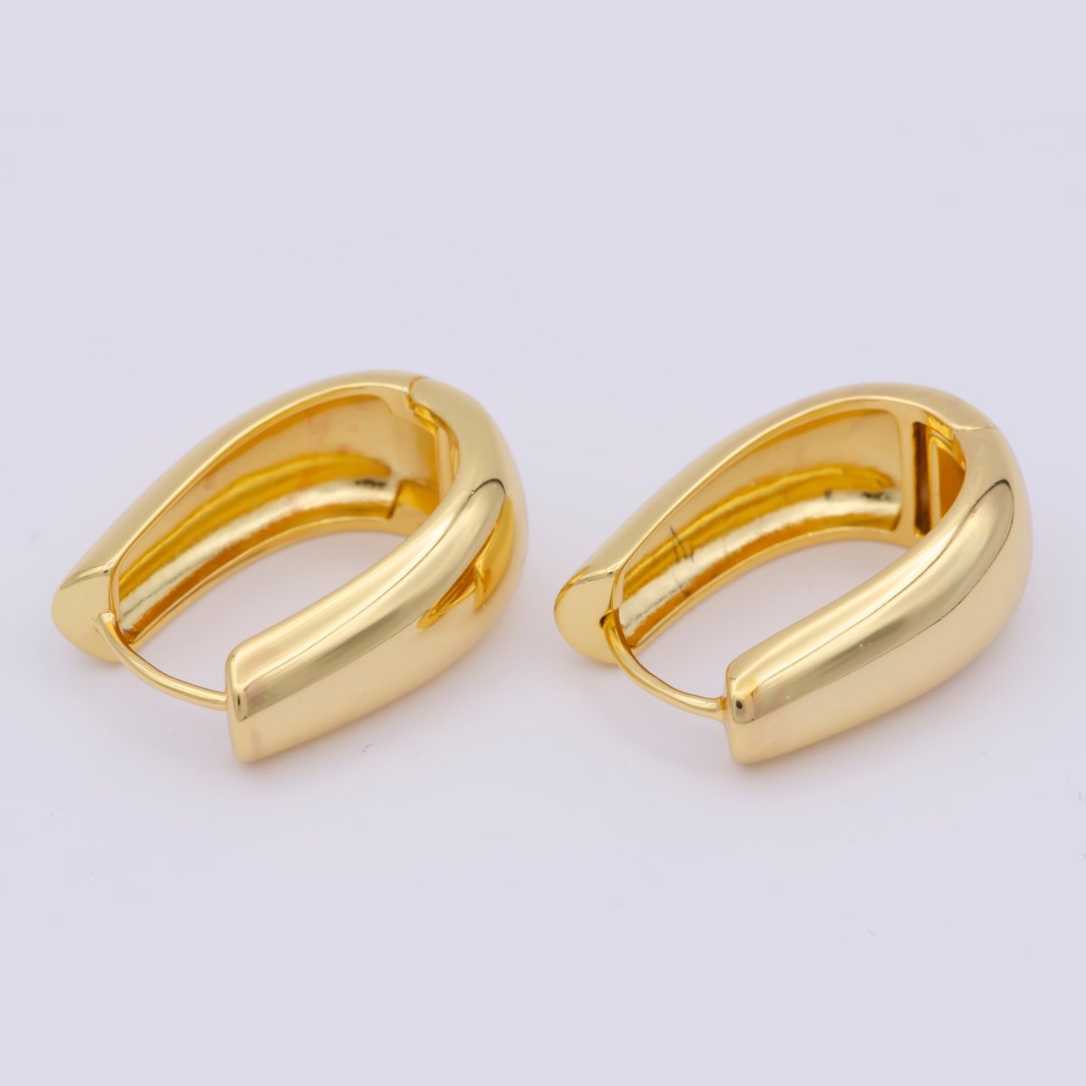 14k Gold Filled Oval Hoop Earrings | Large Thick Hoop Earring for Everyday Wear