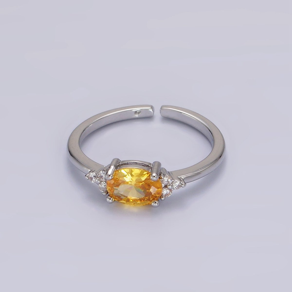 14K Gold Filled Oval Triple CZ Solitaire Birthstone Ring in Gold & Silver | O1128 - O1155