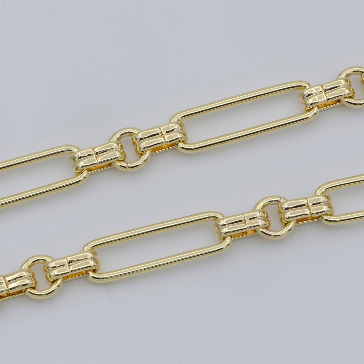 14K Gold Filled PaperClip Unfinished Chain, Gold Chunky PaperClip Chain By Yard, 6.8x21.8mm, Chunky Elongated Chain, Wholesale Bulk Chain  | ROLL-464 Clearance Pricing