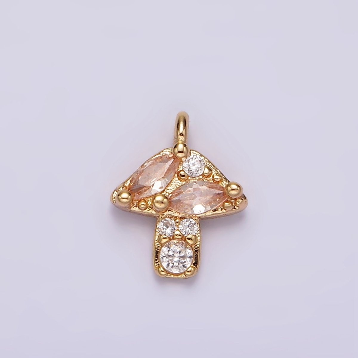 14K Gold Filled Peach Marquise CZ Mushroom Nature Mini Add-On Charm | AG499