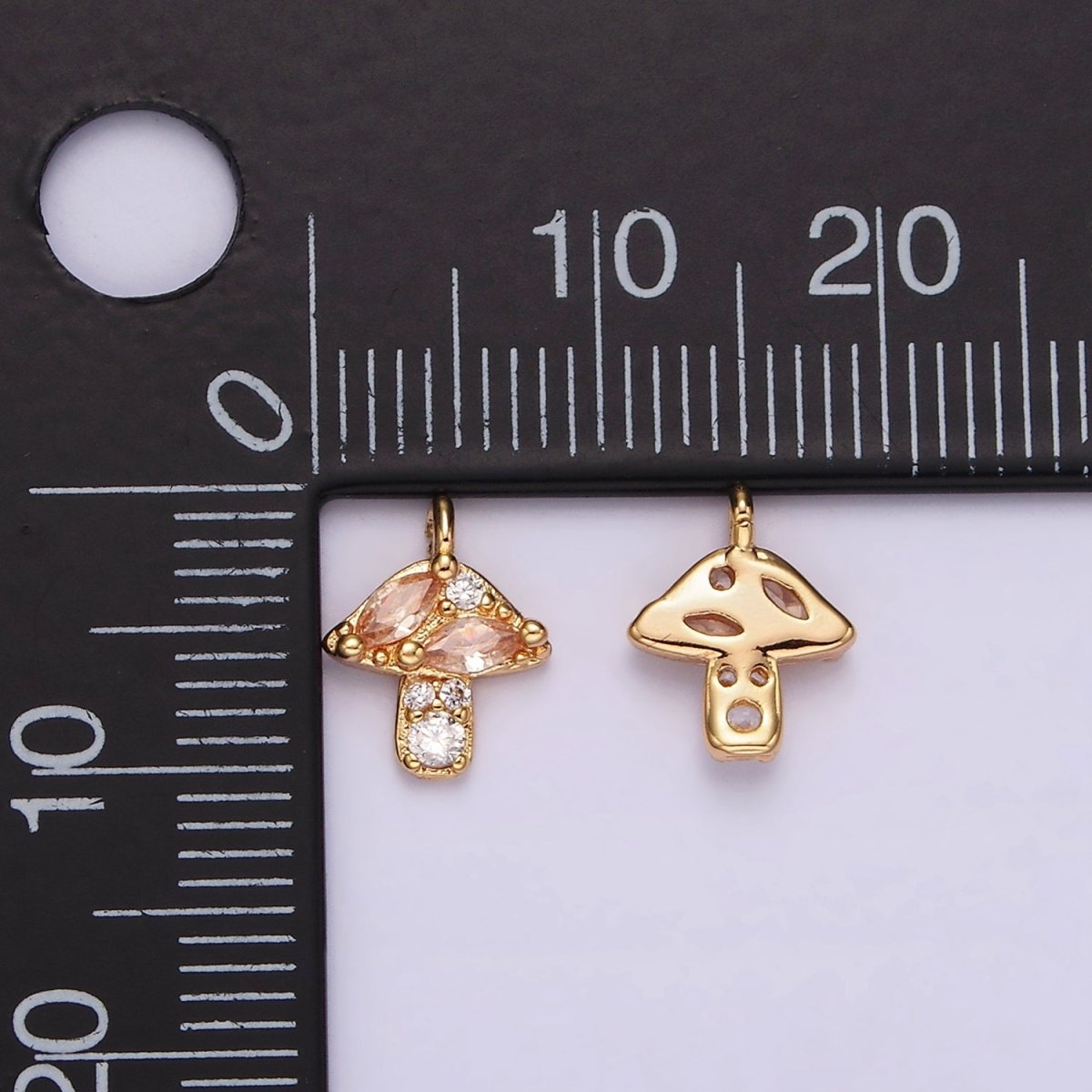 14K Gold Filled Peach Marquise CZ Mushroom Nature Mini Add-On Charm | AG499