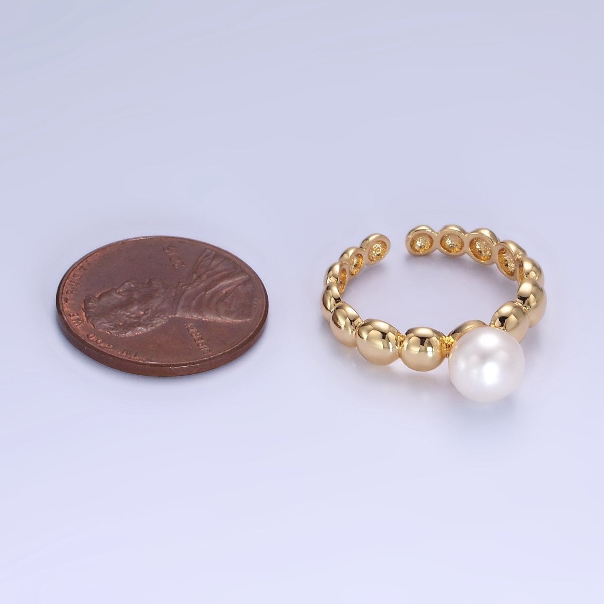14K Gold Filled Pearl Beaded Bubble Band Ring | O1312
