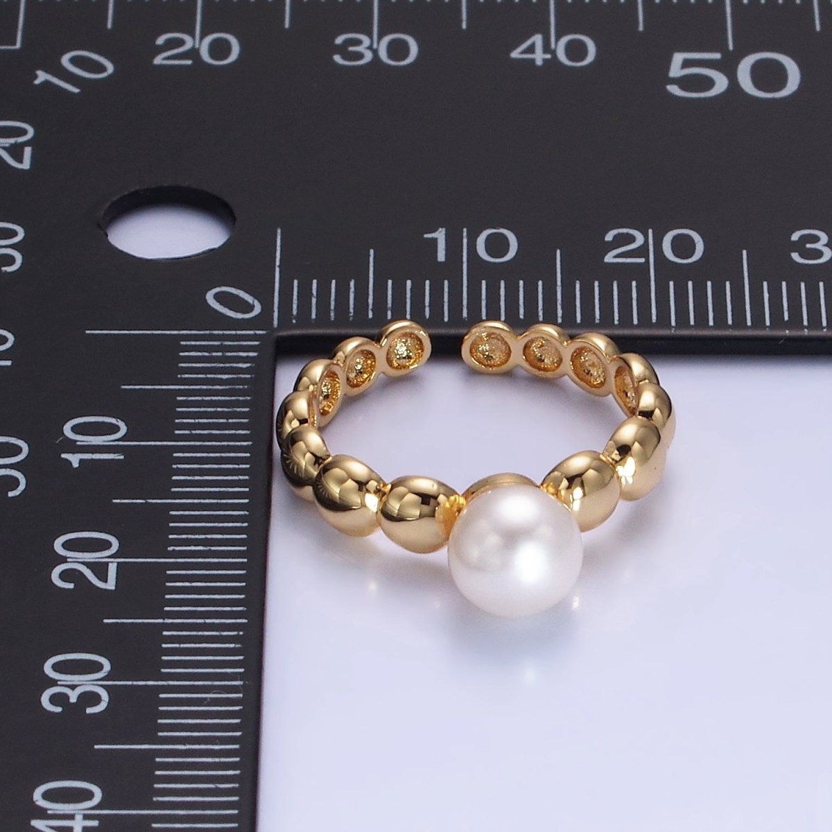 14K Gold Filled Pearl Beaded Bubble Band Ring | O1312