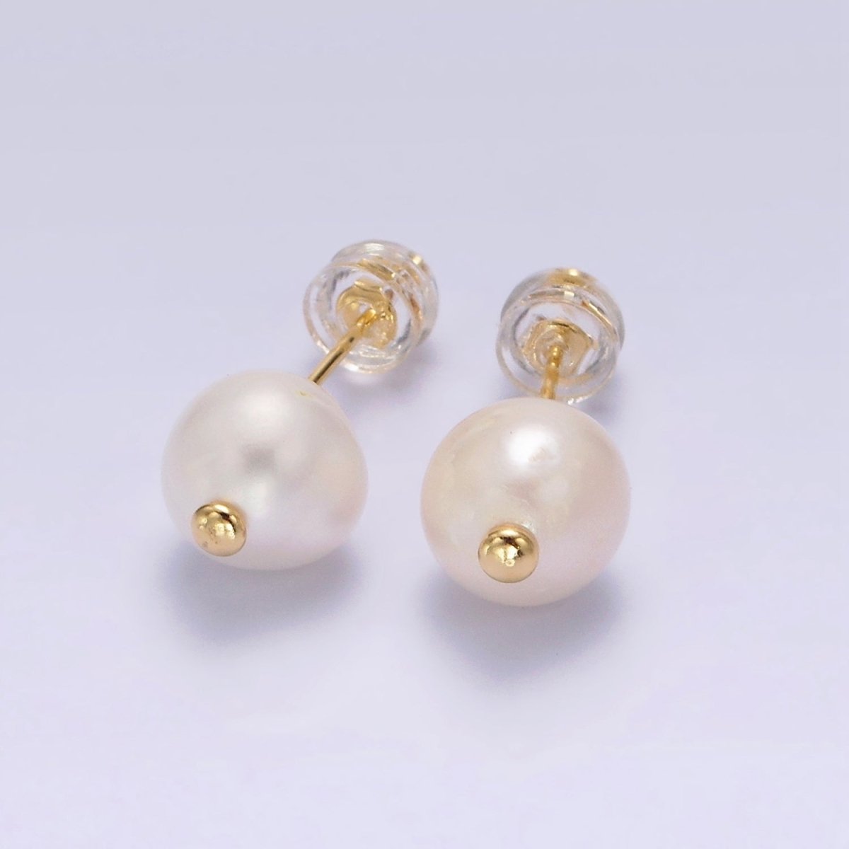 14K Gold Filled Pearl Button Minimalist Stud Earrings | AE907