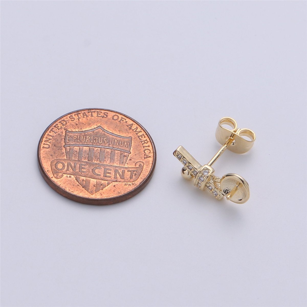 14K Gold Filled Pearl Post Earring Mountings with open ring Earring Backs Included, Earring components  K-413