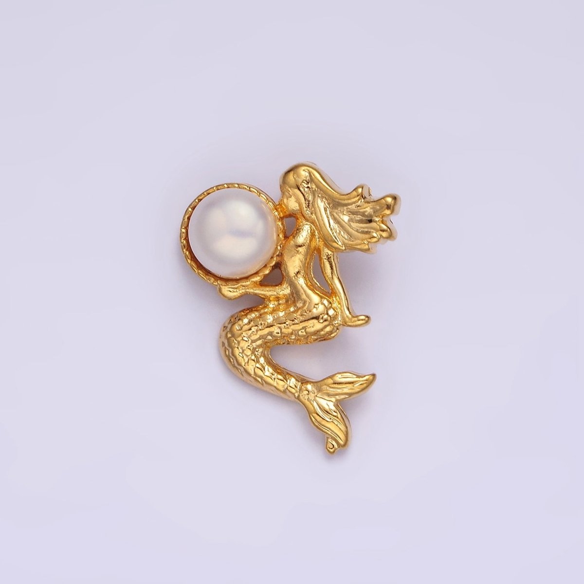 14K Gold Filled Pearl Textured Mermaid Ocean Back Loop Pendant in Gold & Silver | N1888 N1889