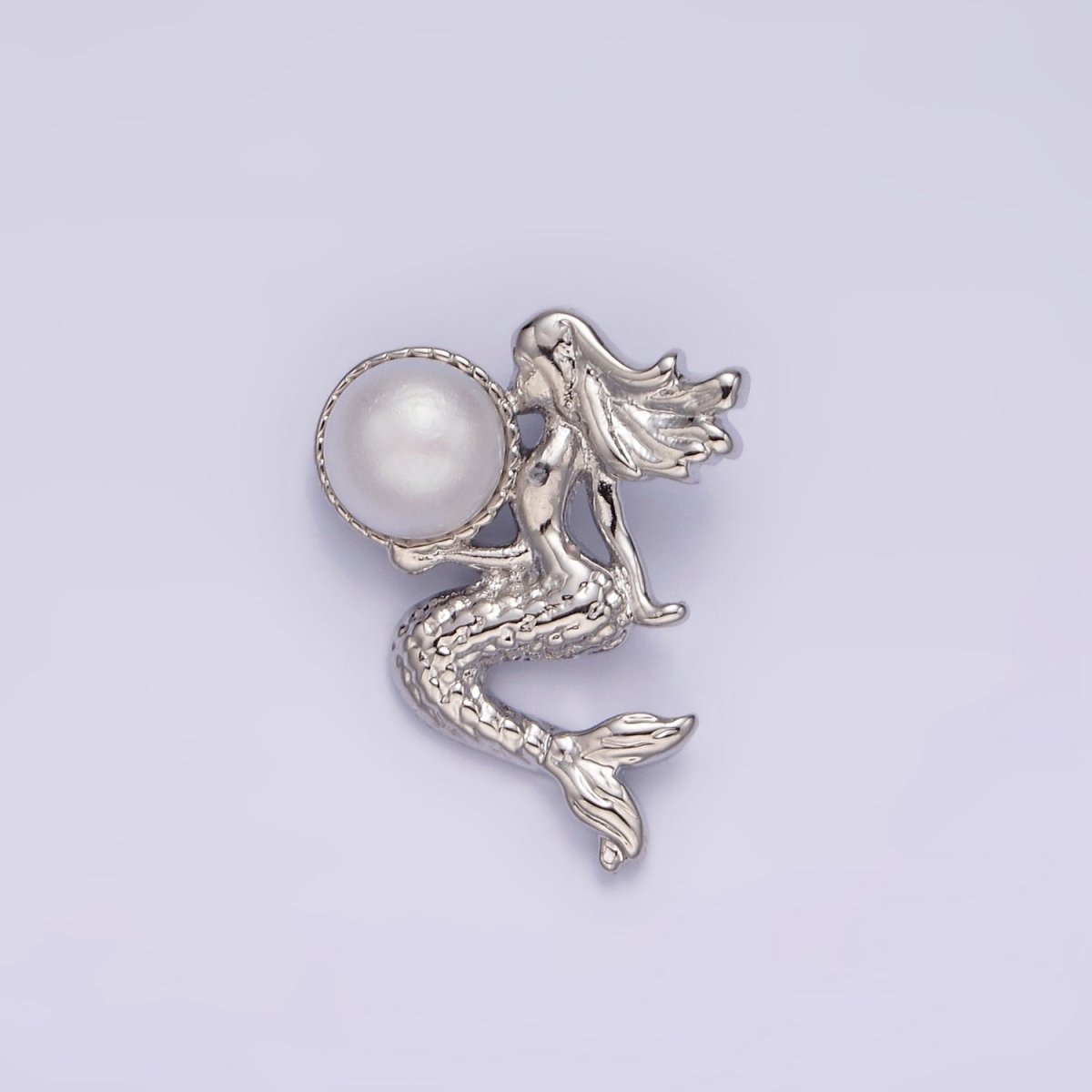 14K Gold Filled Pearl Textured Mermaid Ocean Back Loop Pendant in Gold & Silver | N1888 N1889