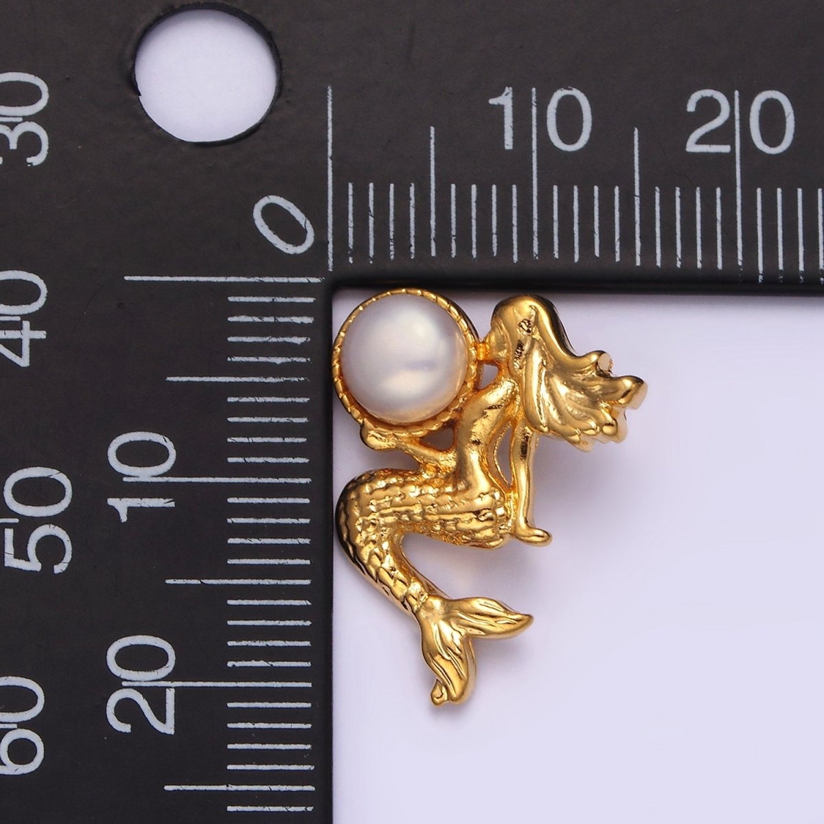 14K Gold Filled Pearl Textured Mermaid Ocean Back Loop Pendant in Gold & Silver | N1888 N1889