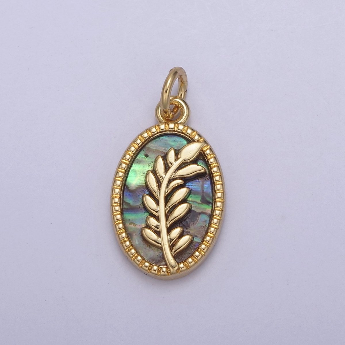 14K Gold Filled Pearl, Tiger Eye, Abalone Shell Charm Pendant Olive Branch Charm for Floral Necklace Bracelet Jewelry Making N-768 - N-770