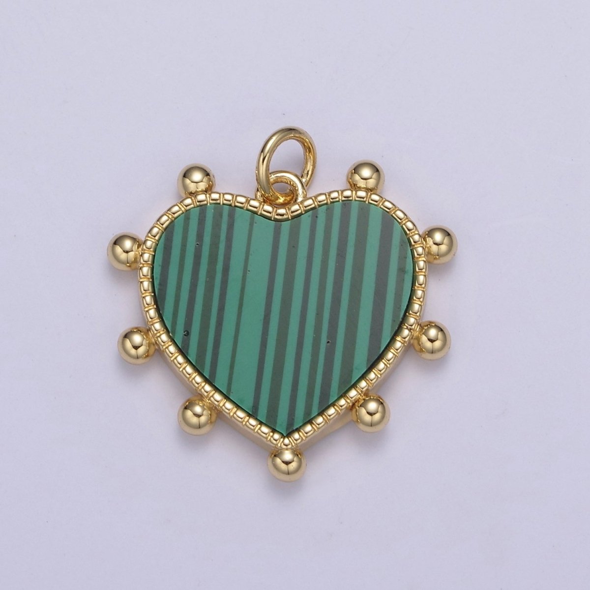 14K Gold Filled Pearl, Tiger Eye, Turquoise Abalone Shell Charm Pendant Beaded Heart Love Charm for Necklace Bracelet Jewelry Making