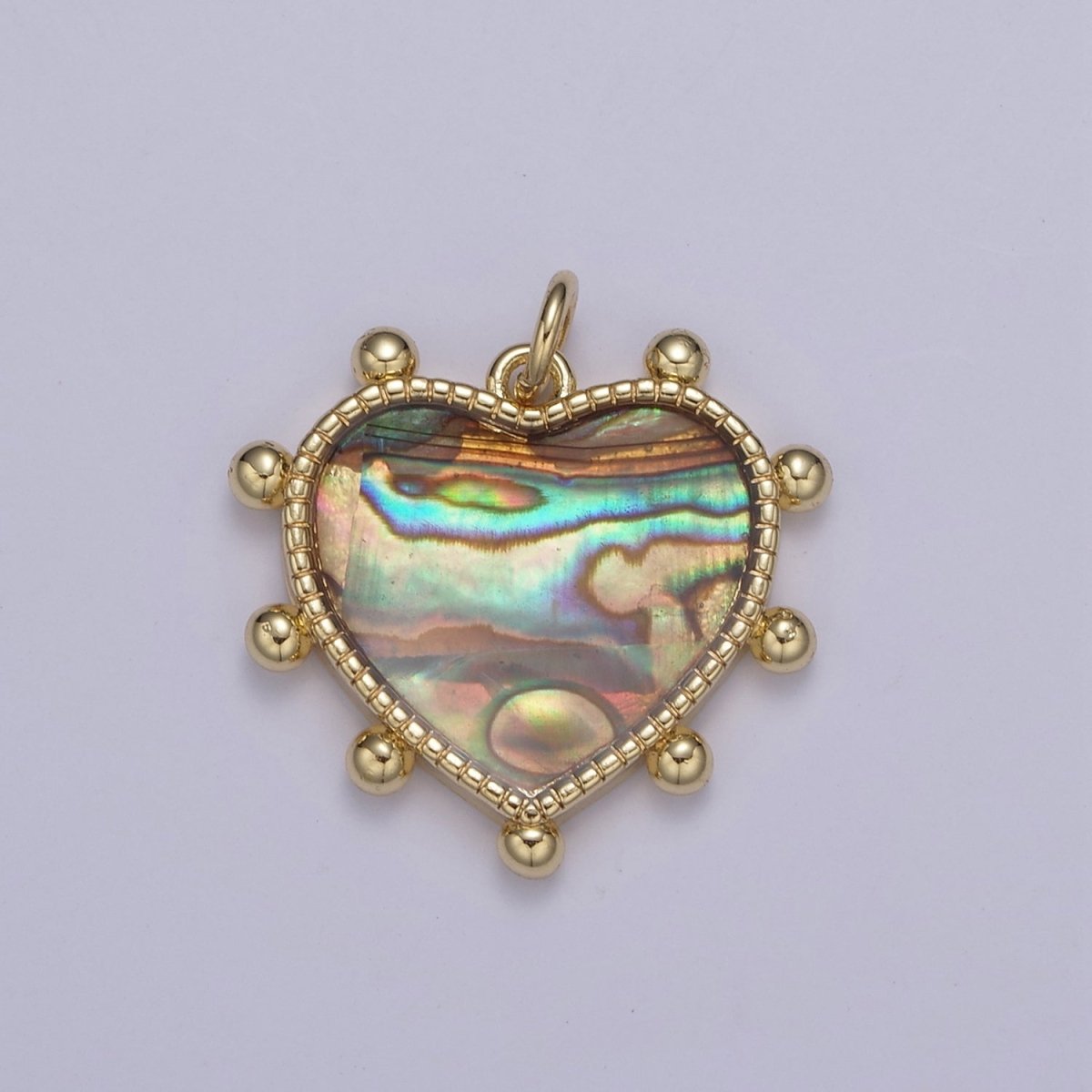 14K Gold Filled Pearl, Tiger Eye, Turquoise Abalone Shell Charm Pendant Beaded Heart Love Charm for Necklace Bracelet Jewelry Making