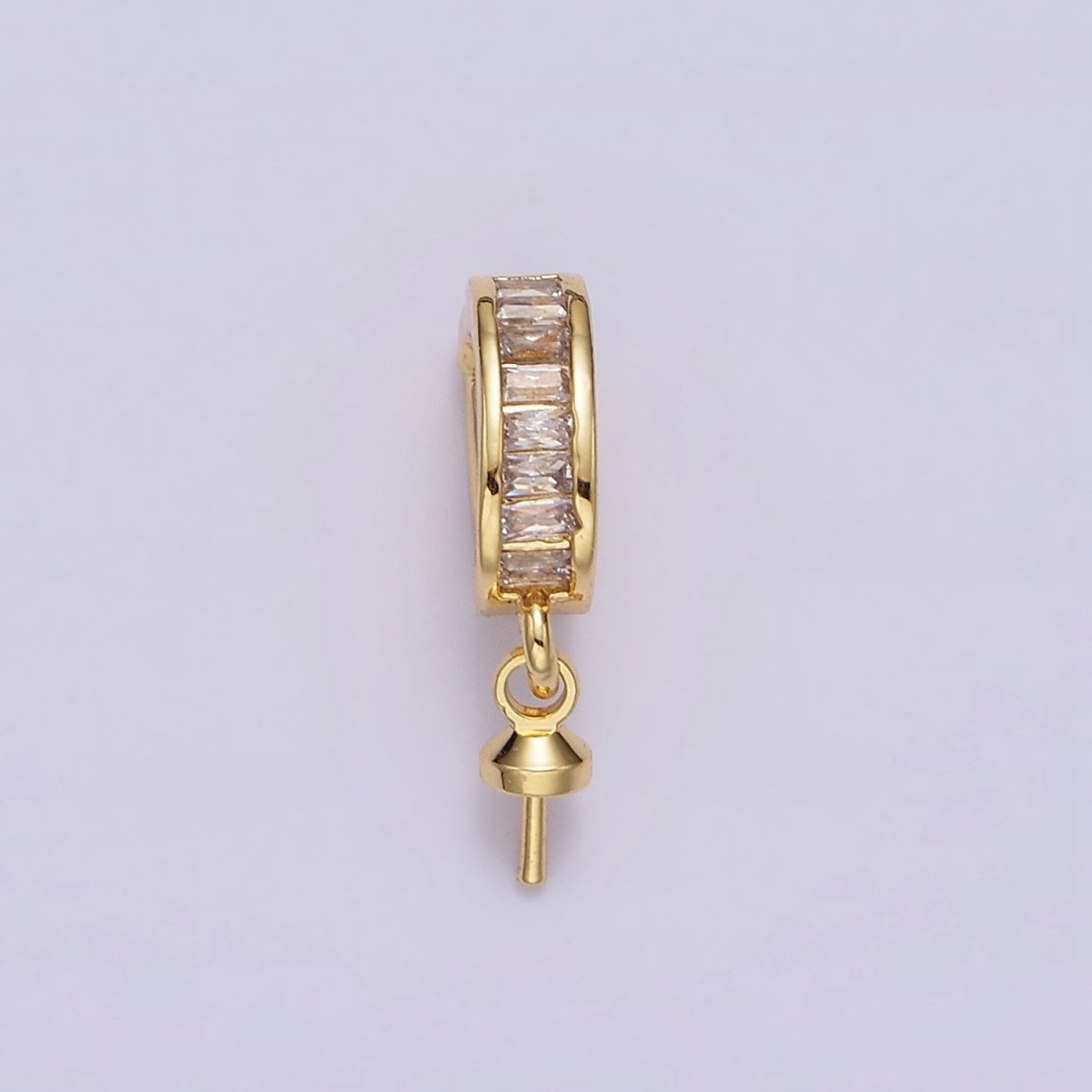 14k Gold Filled Peg Bail Caps Hold for Half Drilled Pearls and Beads CZ Bail Charm Jewelry Findings Supplies Z-470