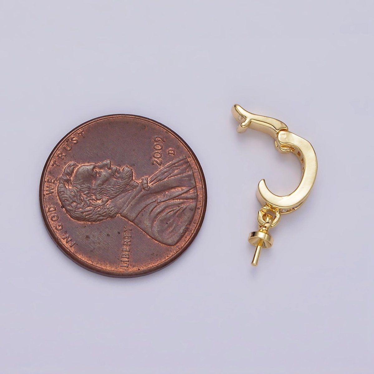 14k Gold Filled Peg Bail Caps Hold for Half Drilled Pearls and Beads CZ Bail Charm Jewelry Findings Supplies Z-470