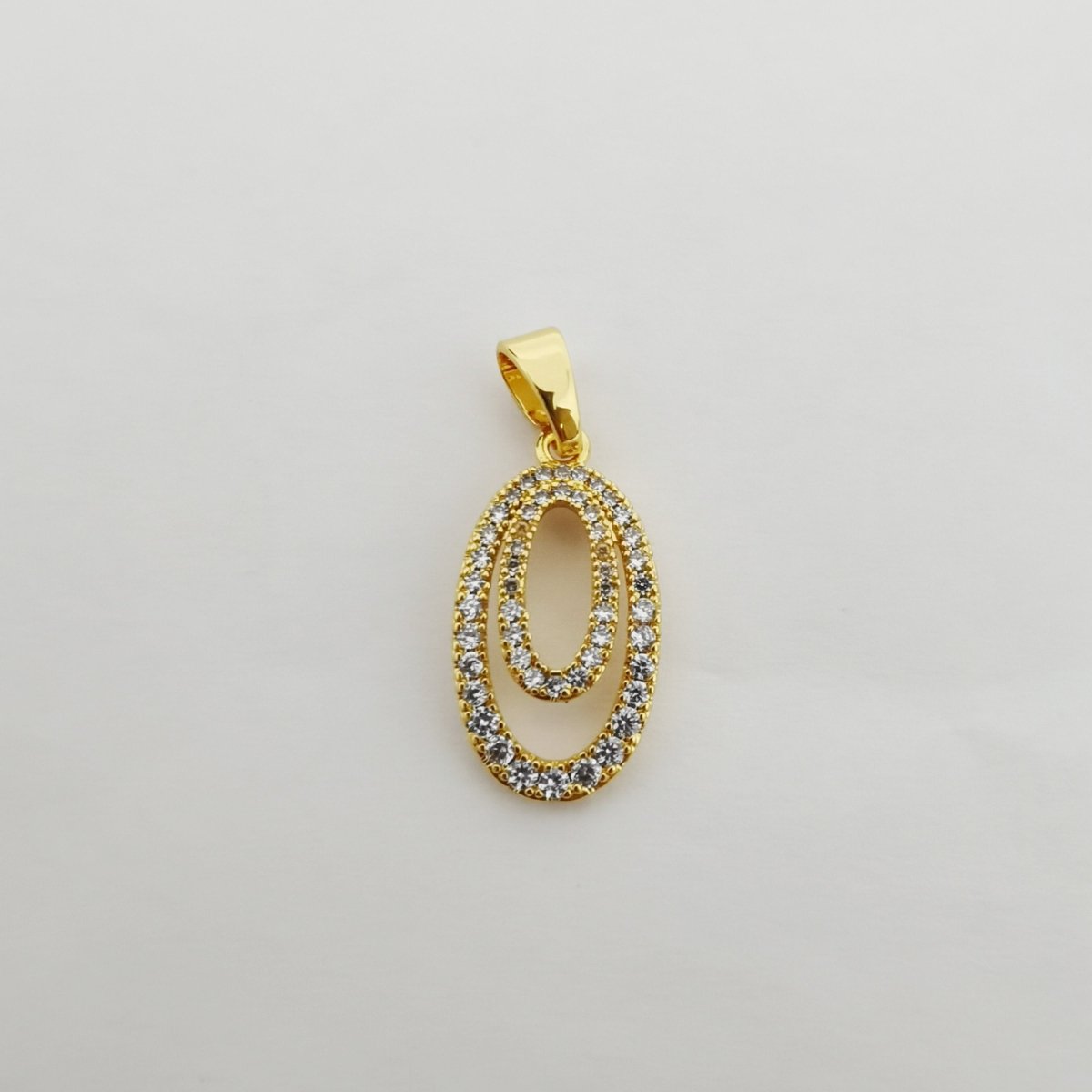 14k Gold Filled Pendant Micro Paved Oval charm, Cubic Zirconia Jewels, Cubic Drop Necklace Charm, Stylish Charm I-767