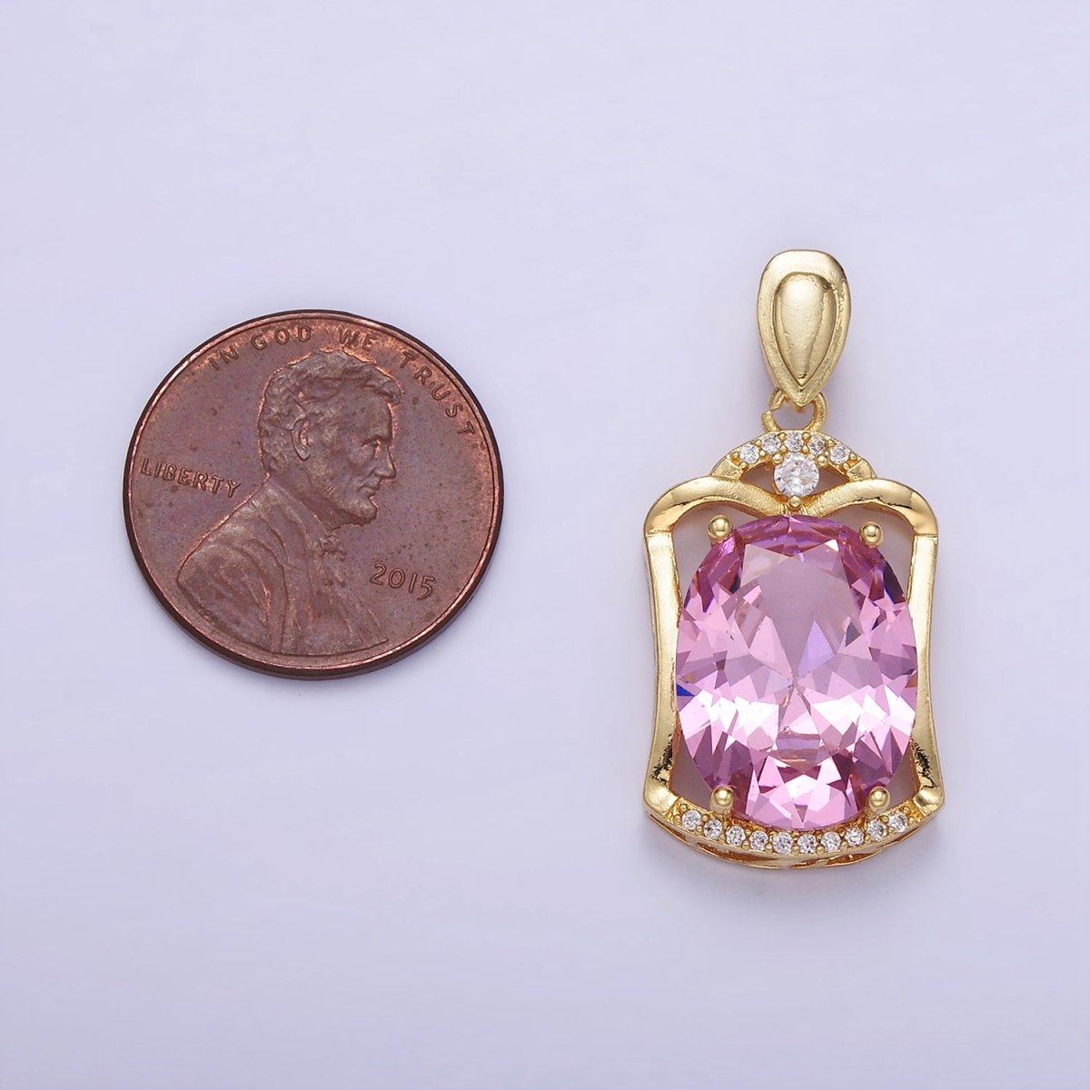 14K Gold Filled Pink CZ Oval Open Micro Paved CZ Frame Bezel | AA1187