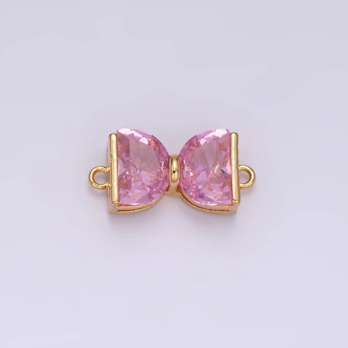14K Gold Filled Pink CZ Ribbon Bow Tie Connector | G-081