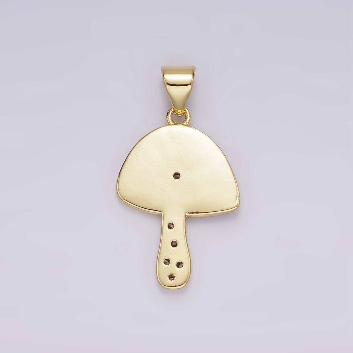 14K Gold Filled Pink Enamel CZ Sparkle Mushroom Pendant | AH076