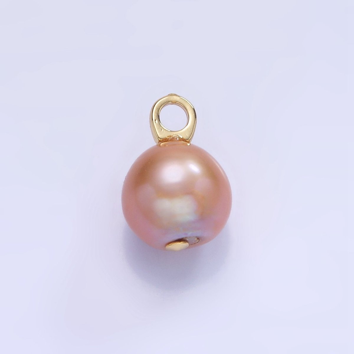 14K Gold Filled Pink Freshwater Pearl Button Drop Pendant | P1723