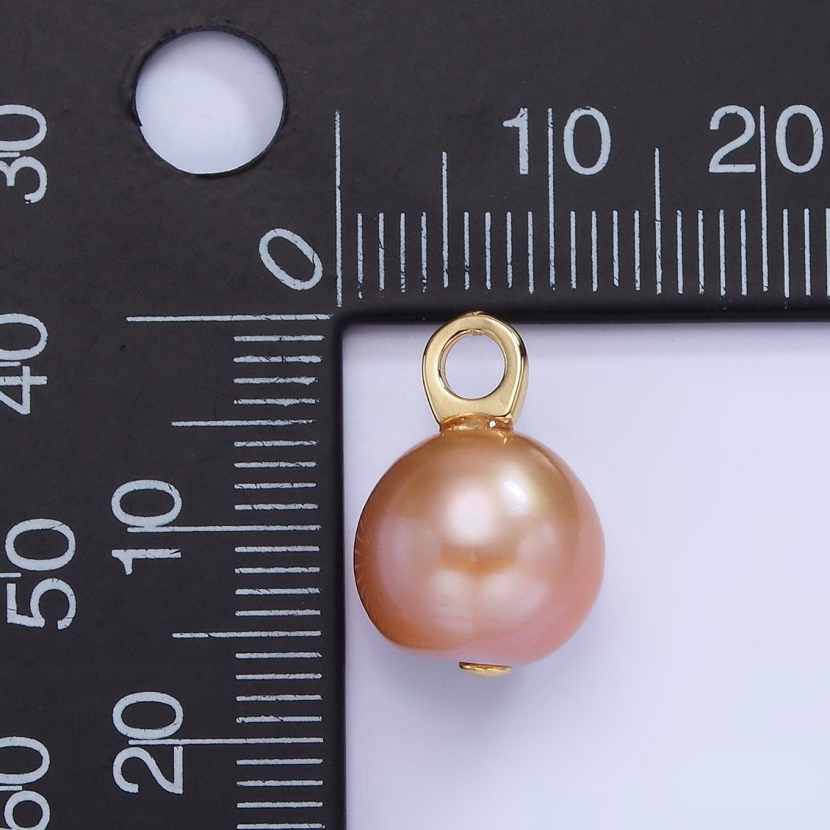14K Gold Filled Pink Freshwater Pearl Button Drop Pendant | P1723